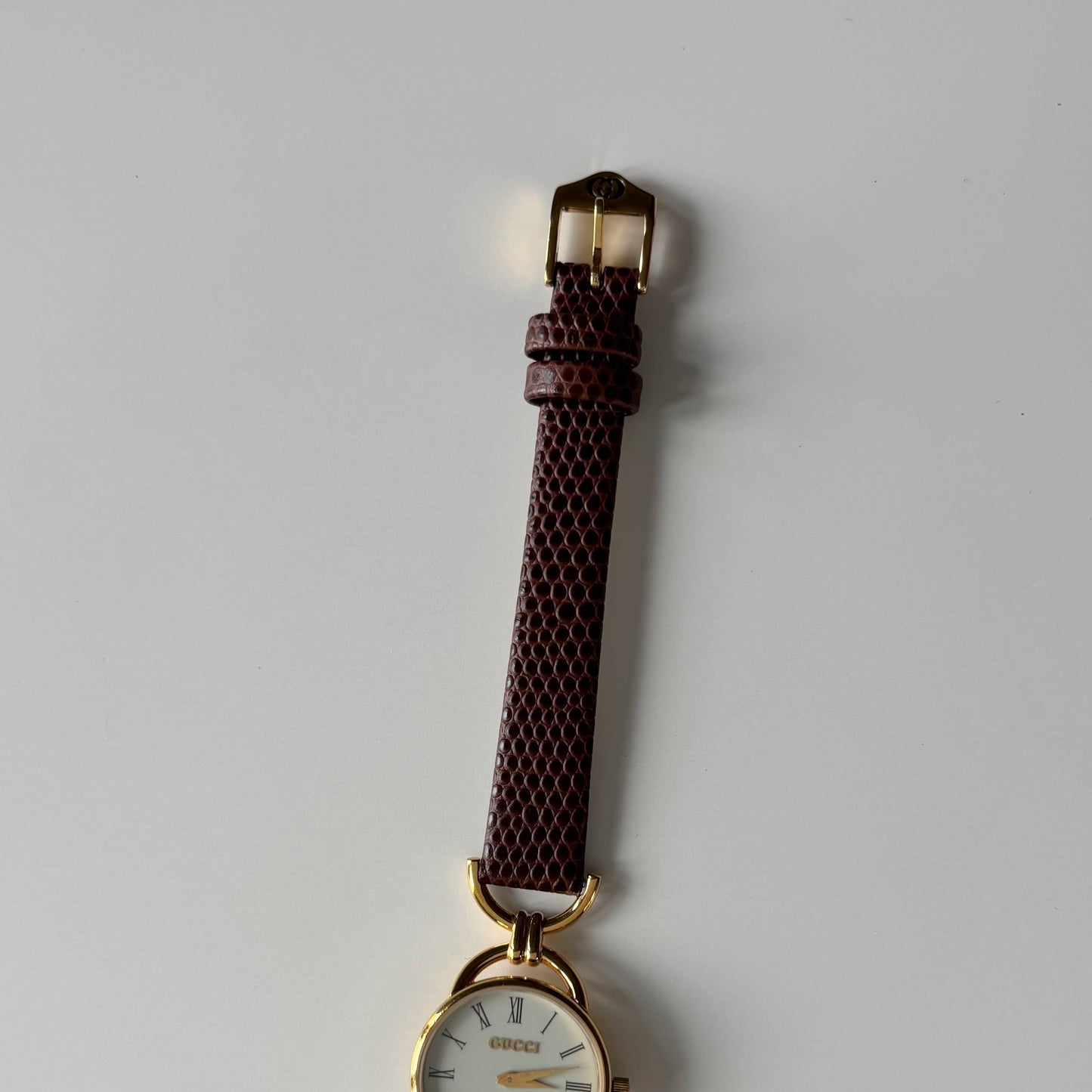 Gucci 1980s Cream Dial Gold Plated Horsebit Watch