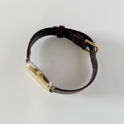 Celine 1980s Rectangular Dial Two Tone Watch (Large)