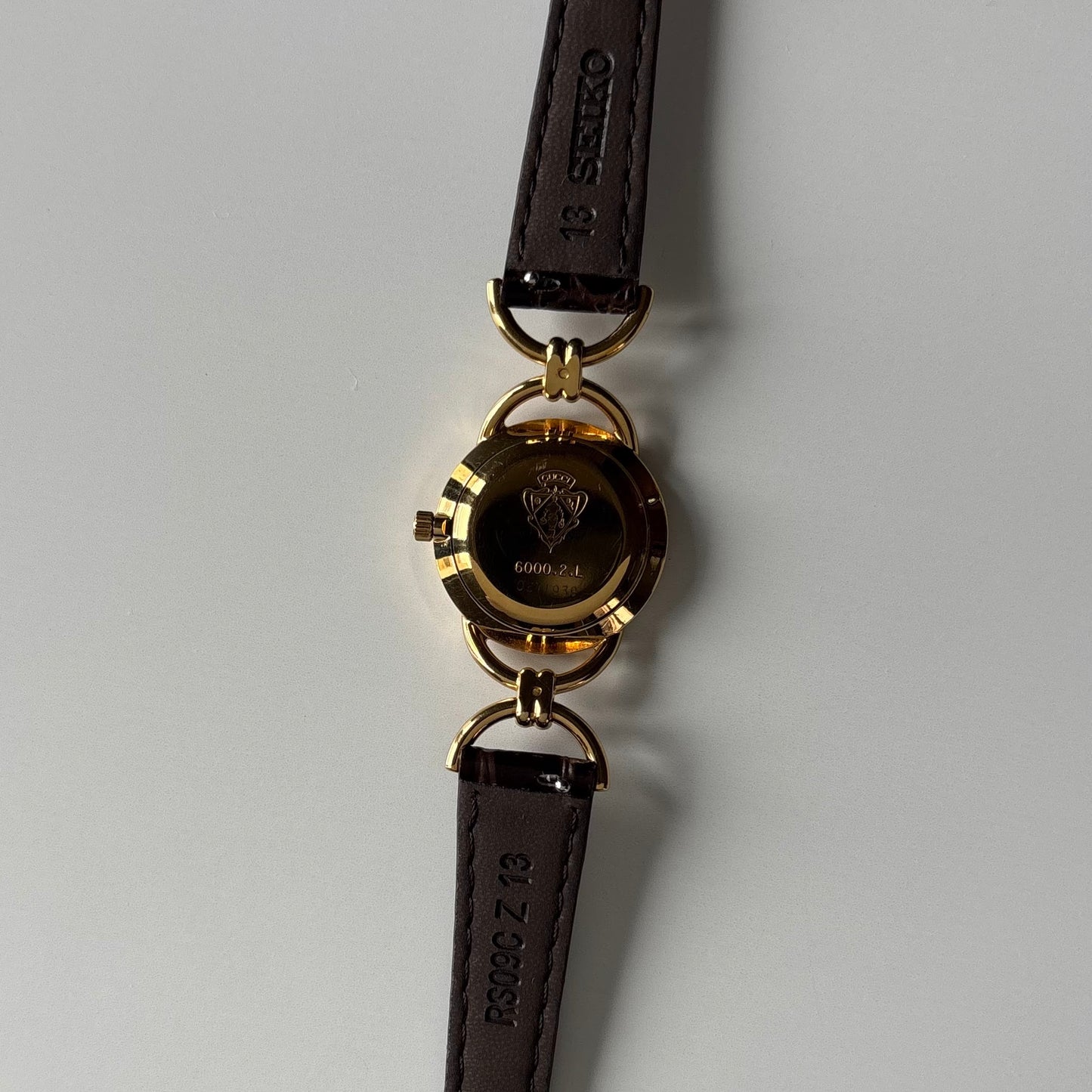 Gucci 1990s Cream Dial Horsebit Gold Plated Watch