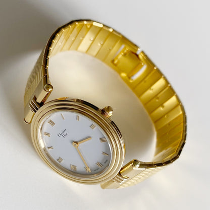 Dior 1990s Round Dial Gold Plated Watch (Large)