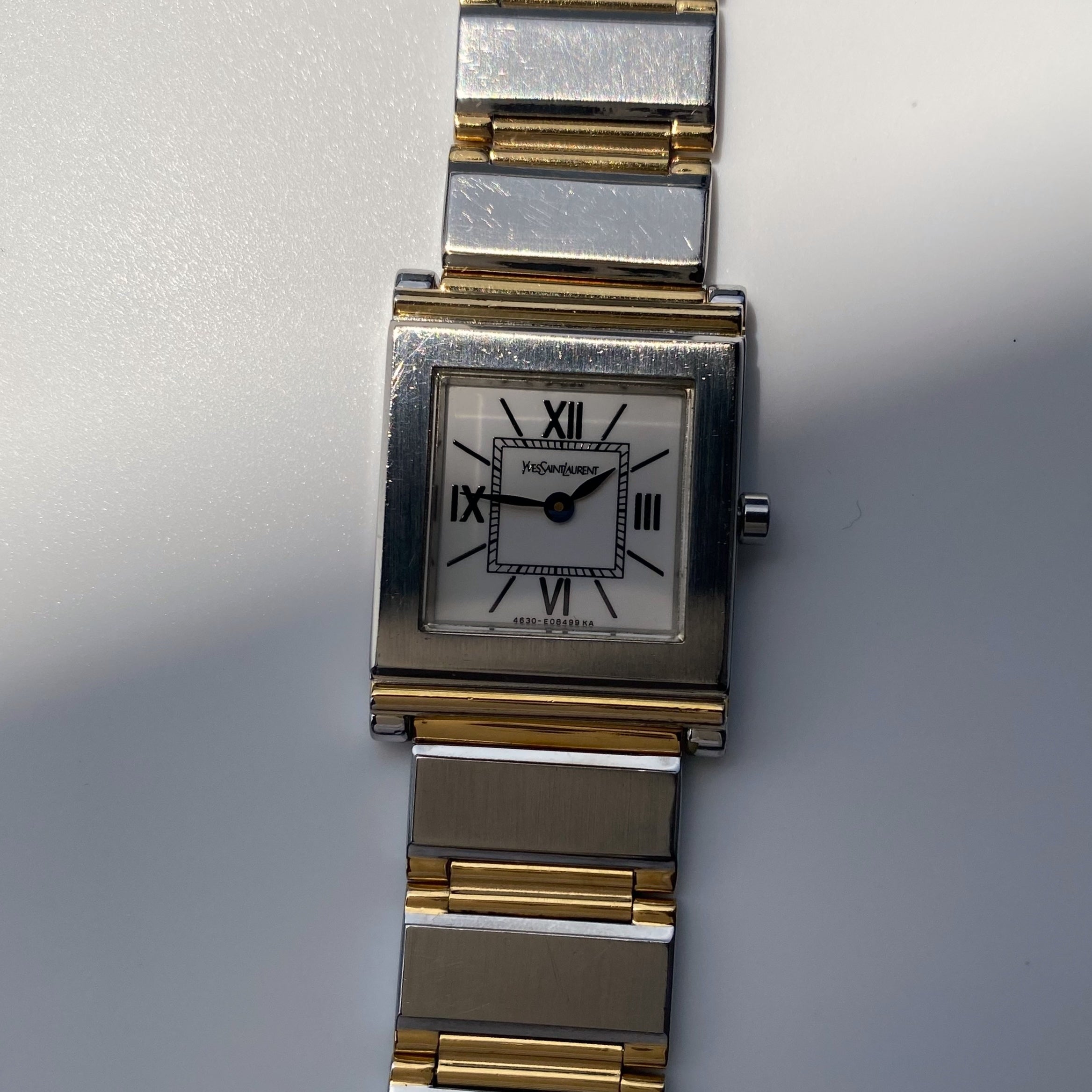 Yves Saint Laurent 1990s Square Dial Two Tone Watch (Large