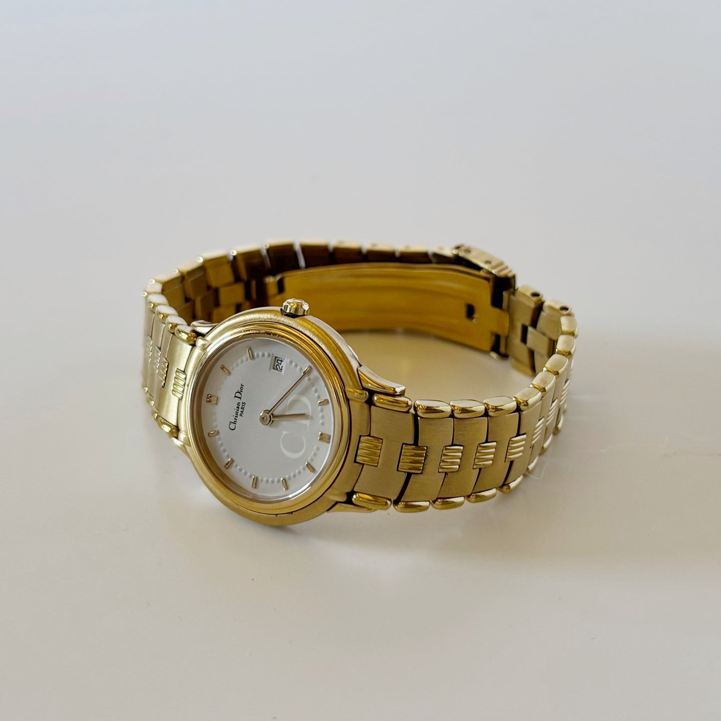 Dior 1990s Round Dial Gold Plated Watch