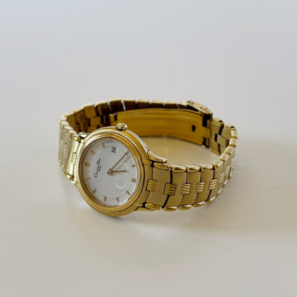 Dior 1990s Round Dial Gold Plated Watch
