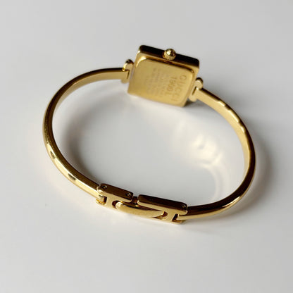 Gucci 1990s Square Dial Gold Plated Bangle Watch