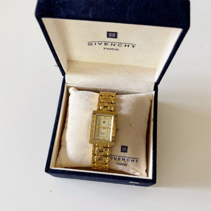 Givenchy 1990s Rectangular Gold Plated Watch