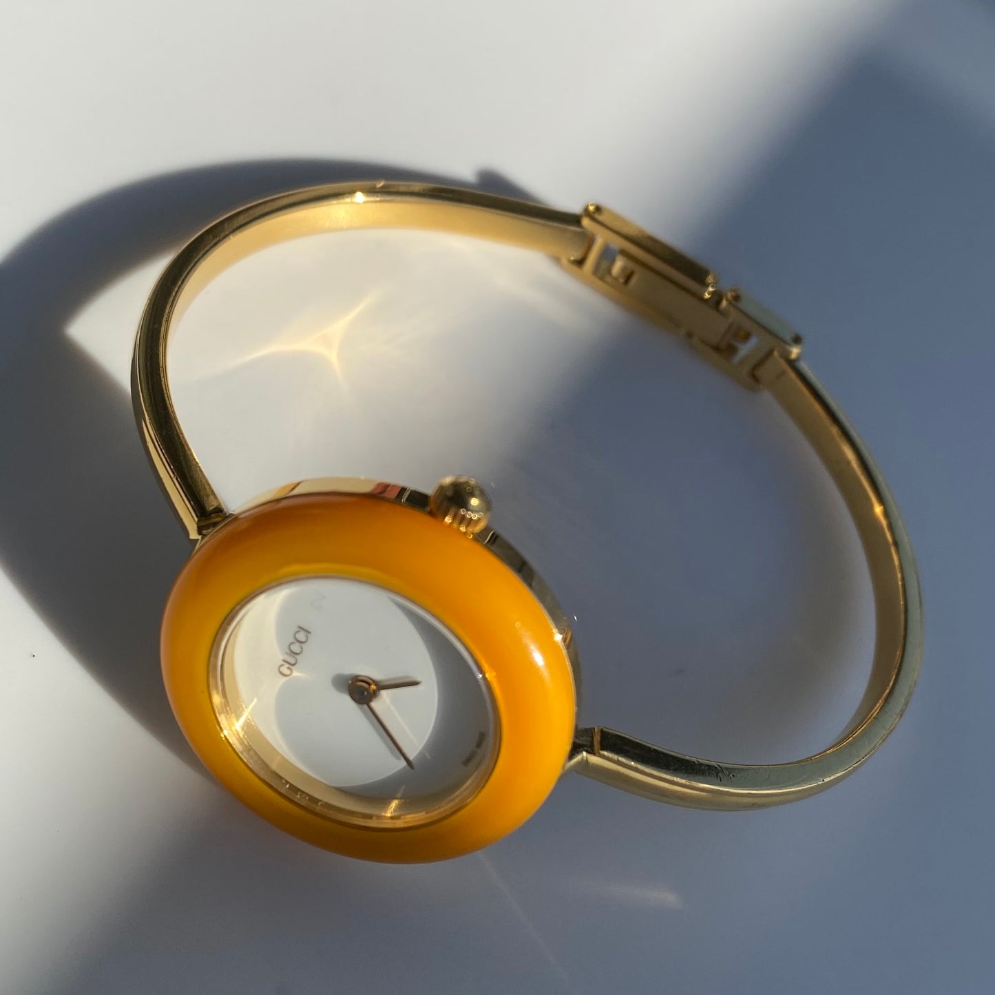 Gucci 1990s Interchangeable Bezel Gold Plated Watch with 12 bezels, case