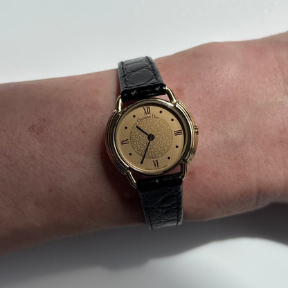 Dior 1990s Round Dial CD Logo Gold Plated Watch