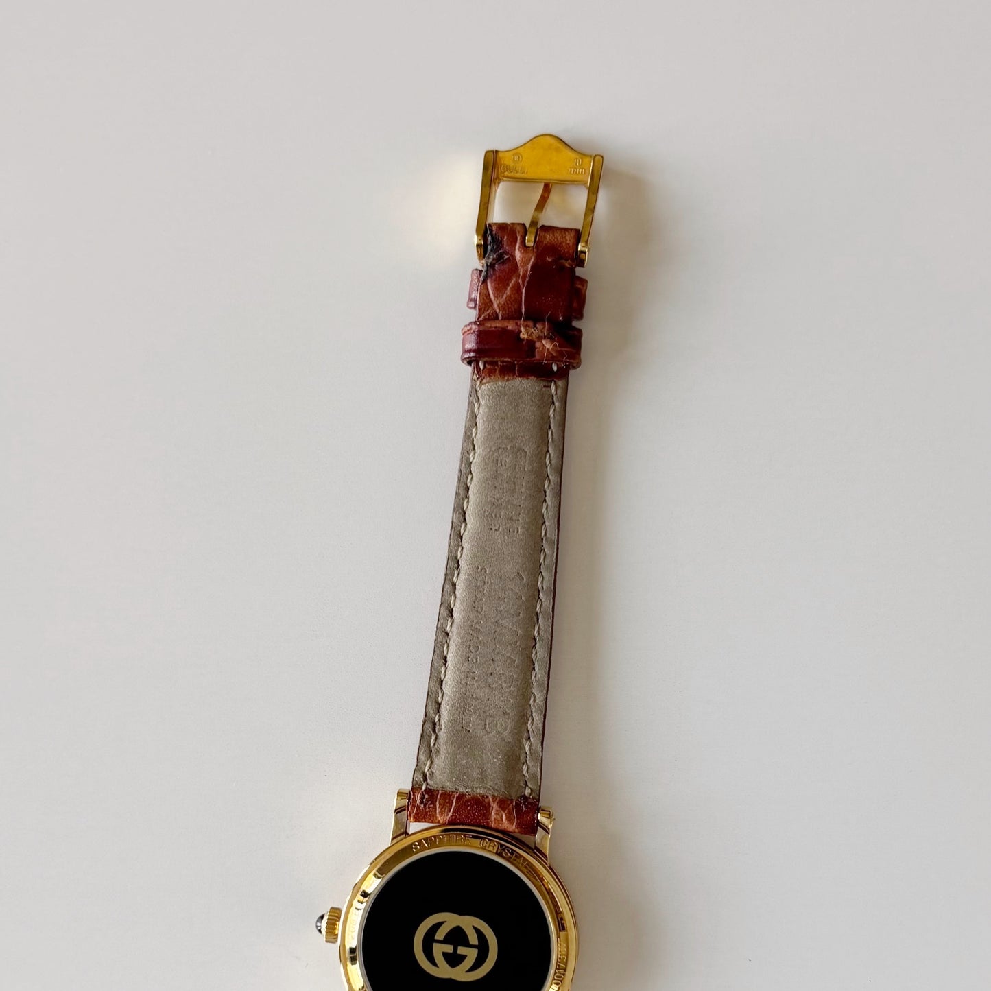 Gucci 1990s Date Round Dial Gold Plated Watch