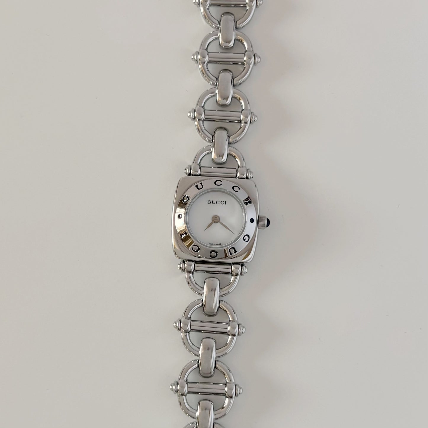 Gucci 1990s White Dial Stainless steel Horsebit Watch