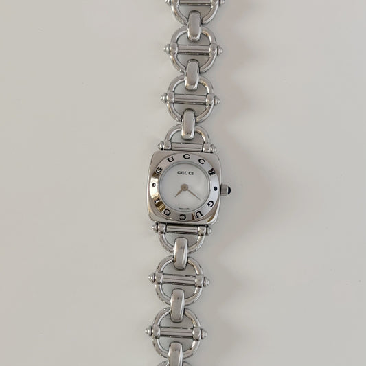 Gucci 1990s White Dial Stainless steel Horsebit Watch