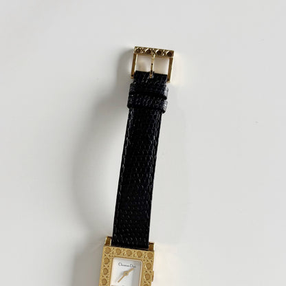 Dior 1990s La Parisienne Interchangeable Strap Gold Plated Watch with 3 straps, case
