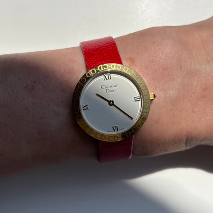 Dior 1990s Round Dial Gold Plated Watch