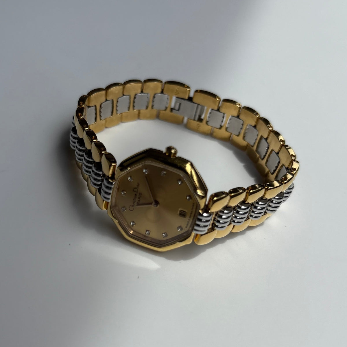 Dior 1990s Octagon Dial Two Tone Watch