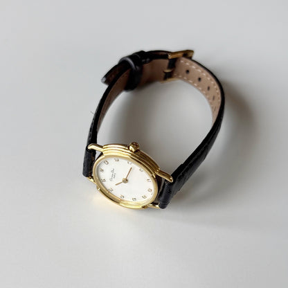 Dior 1990s Seashell Round Dial Gold Plated Watch