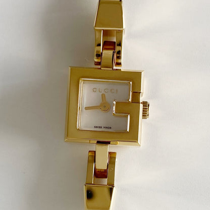 Gucci 1990s Seashell G Dial Gold Plated Watch