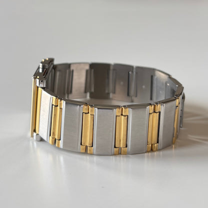 Yves Saint Laurent 1990s Square Dial Two Tone Gold Plated Watch