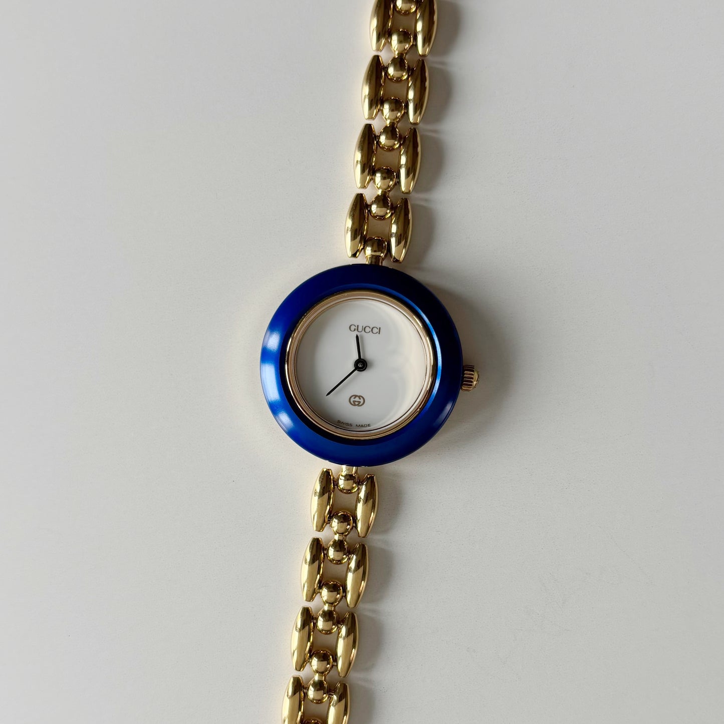 Gucci Interchangeable Bezel Gold Plated Rice Chain Watch with 6 bezels, case (168mm)