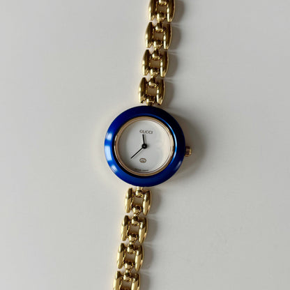 Gucci Interchangeable Bezel Gold Plated Rice Chain Watch with 6 bezels, case (168mm)