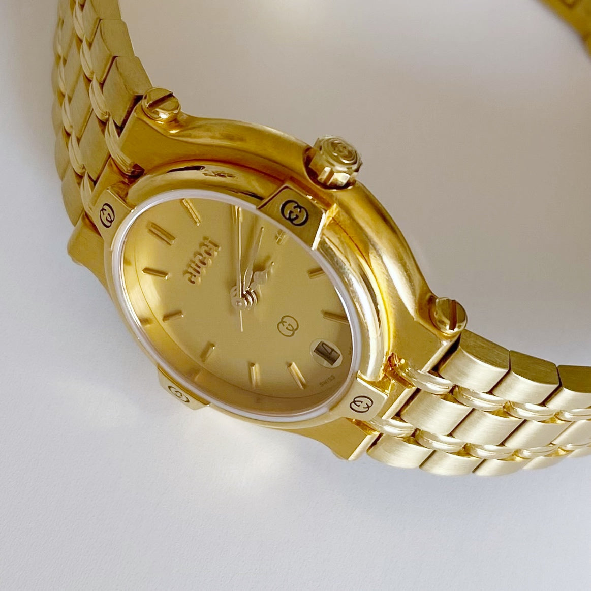 Gucci 1990s Gold Plated Date Watch