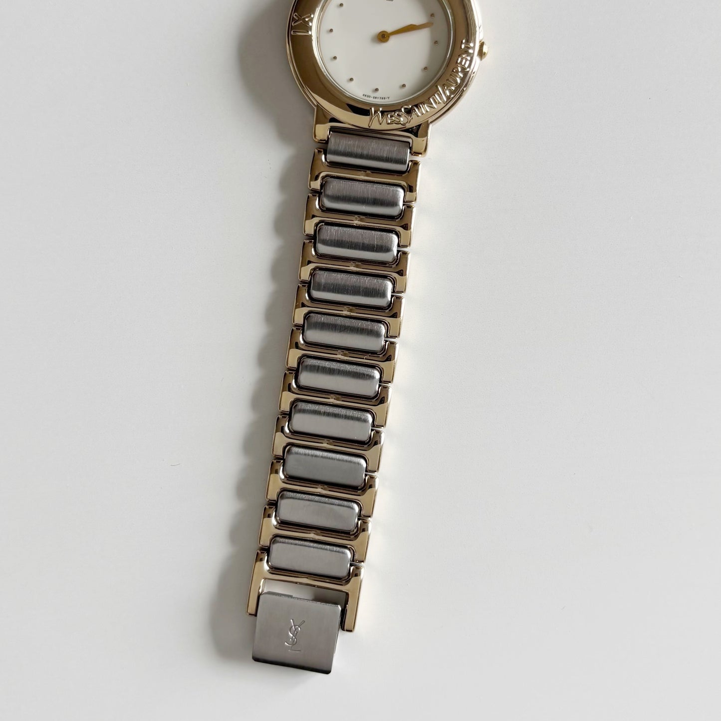 Yves Saint Laurent 1990s Round Dial Two Tone Watch (Large)