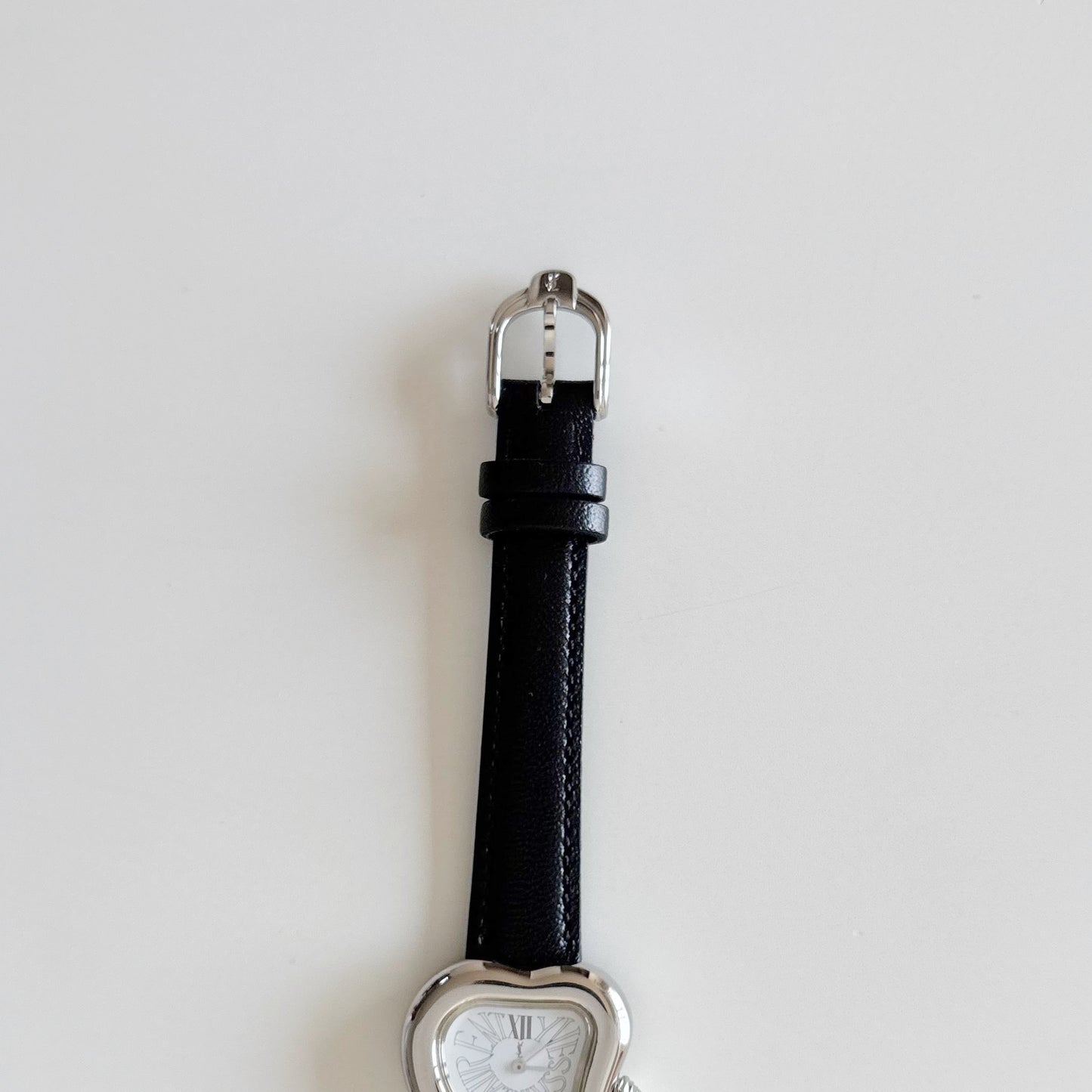 Yves Saint Laurent 1990s Heart Shaped Dial Silver Watch