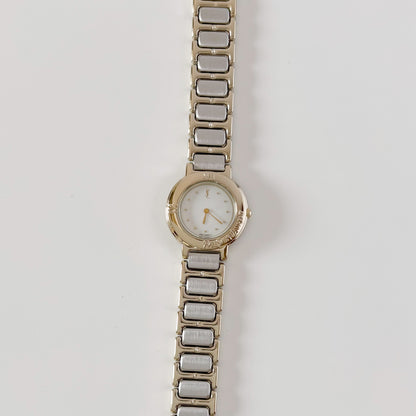 Yves Saint Laurent 1990s Cream Round Dial Two-Tone Gold-Plated Watch
