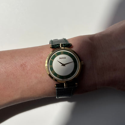 Gucci 1990s Round Dial Sherry Gold-Plated Watch (Large)
