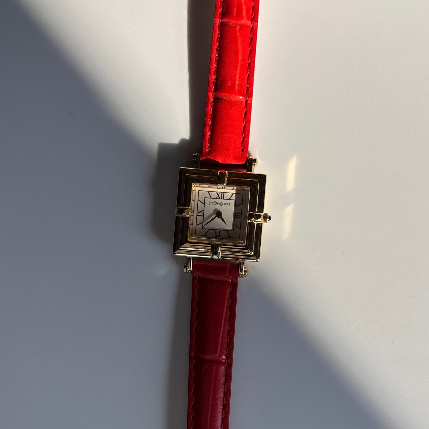 Yves Saint Laurent 1990s Square Dial Gold Plated Watch