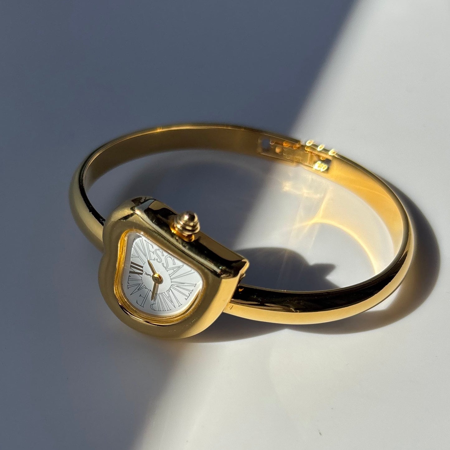 Yves Saint Laurent 1990s Heart Shaped Dial Gold Plated Watch