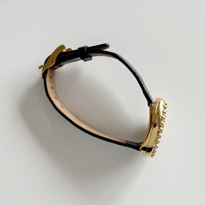 Dior 1990s Baignoire Gold Plated Leather Watch