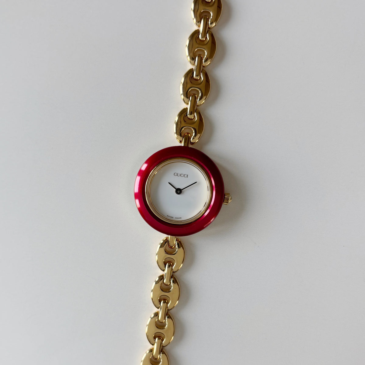Gucci 1990s Interchangeable Bezel Gold Plated Chain Watch with 6 bezels, case (165mm)
