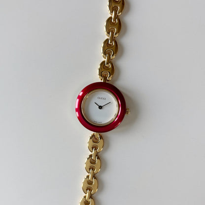 Gucci 1990s Interchangeable Bezel Gold Plated Chain Watch with 6 bezels, case (165mm)