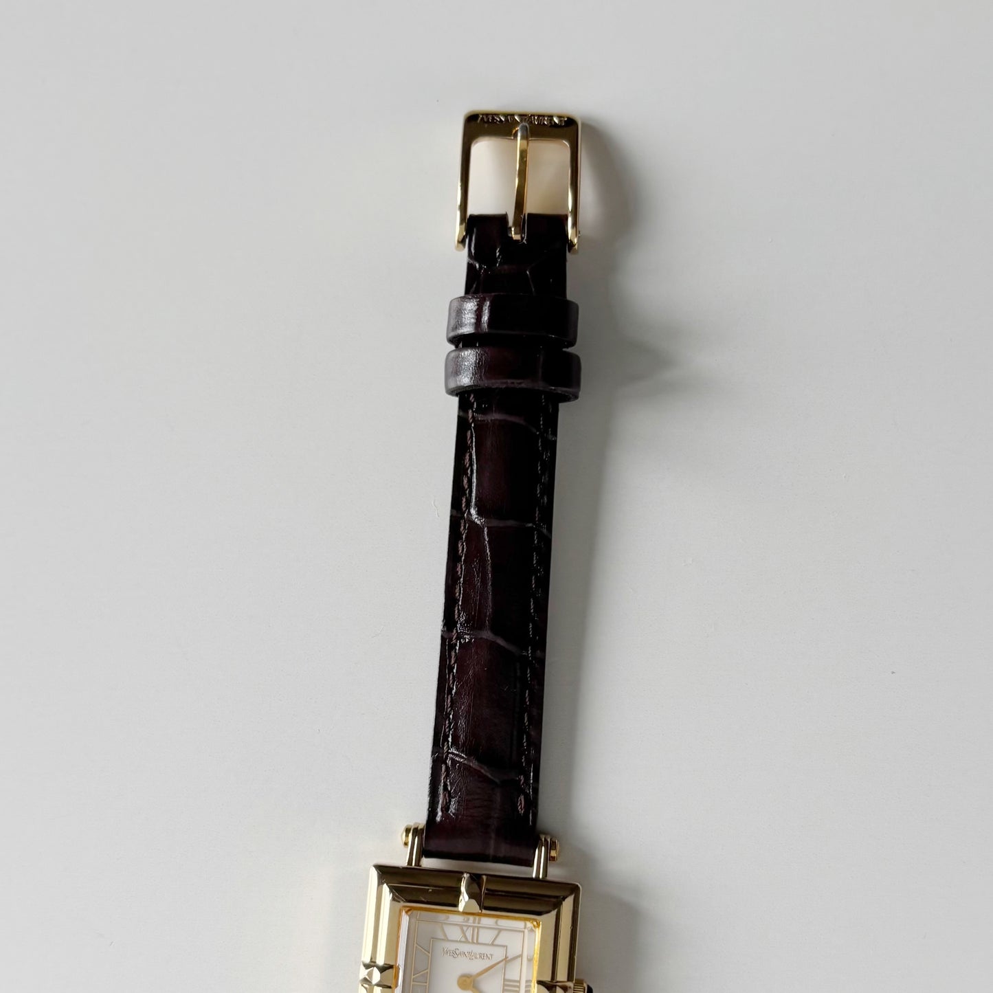 Yves Saint Laurent 1990s Square Dial Gold Plated Watch