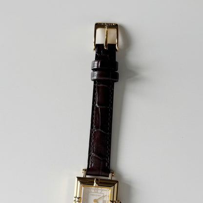 Yves Saint Laurent 1990s Square Dial Gold Plated Watch