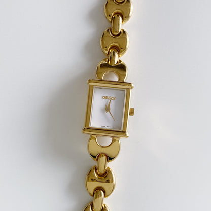 Gucci 1990s Interchangeable Belt Gold Plated Watch with 3 strap, case