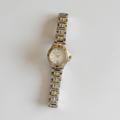 Gucci 1990s Date Round Dial Two Tone Watch