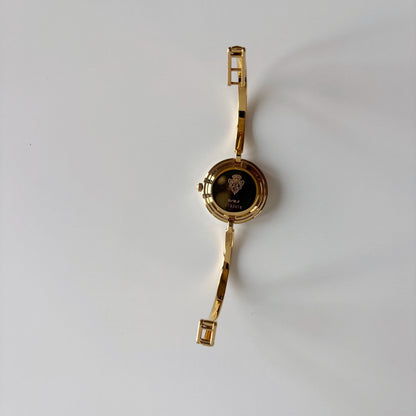 Gucci 1990s Interchangeable Bezel Gold Plated Bangle Watch with case, 12 bezels (Small)