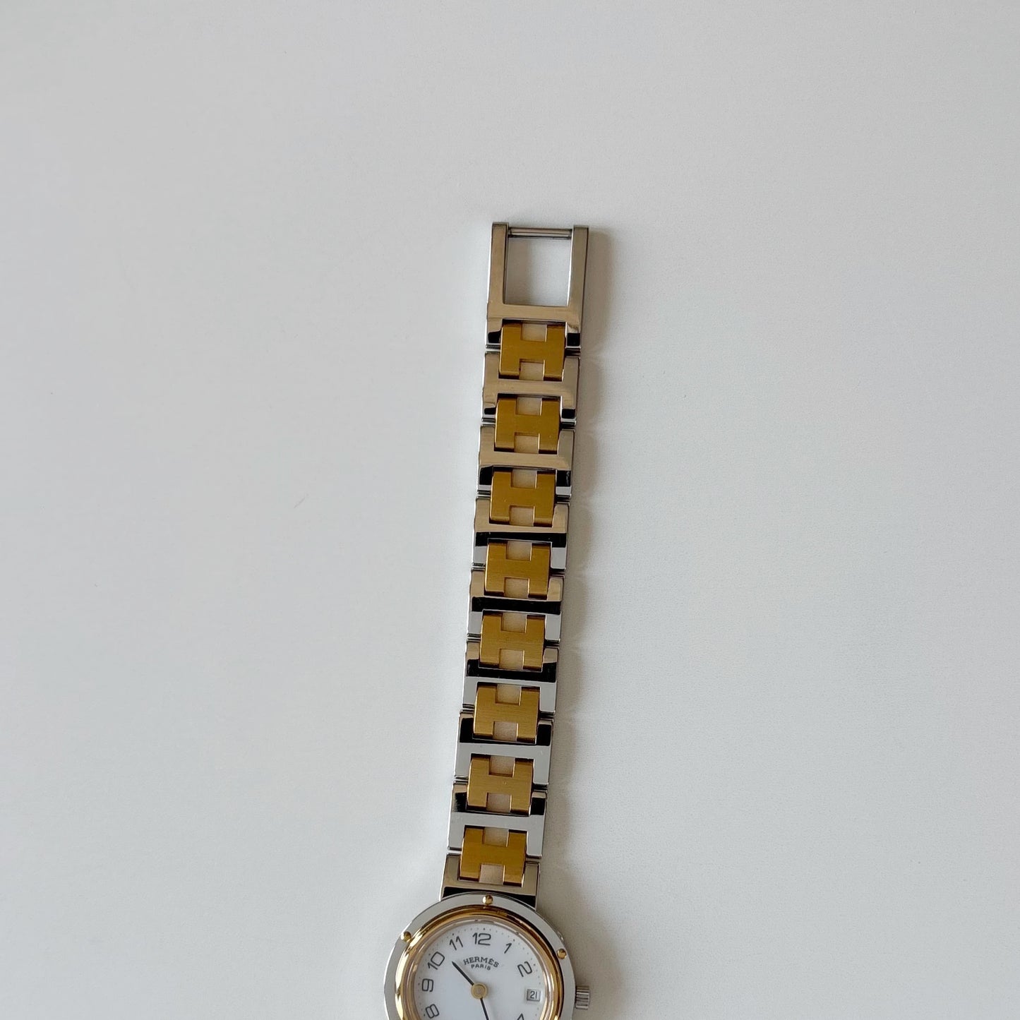 Hermes 1990s Clipper Round Dial Two Tone Gold Plated Watch