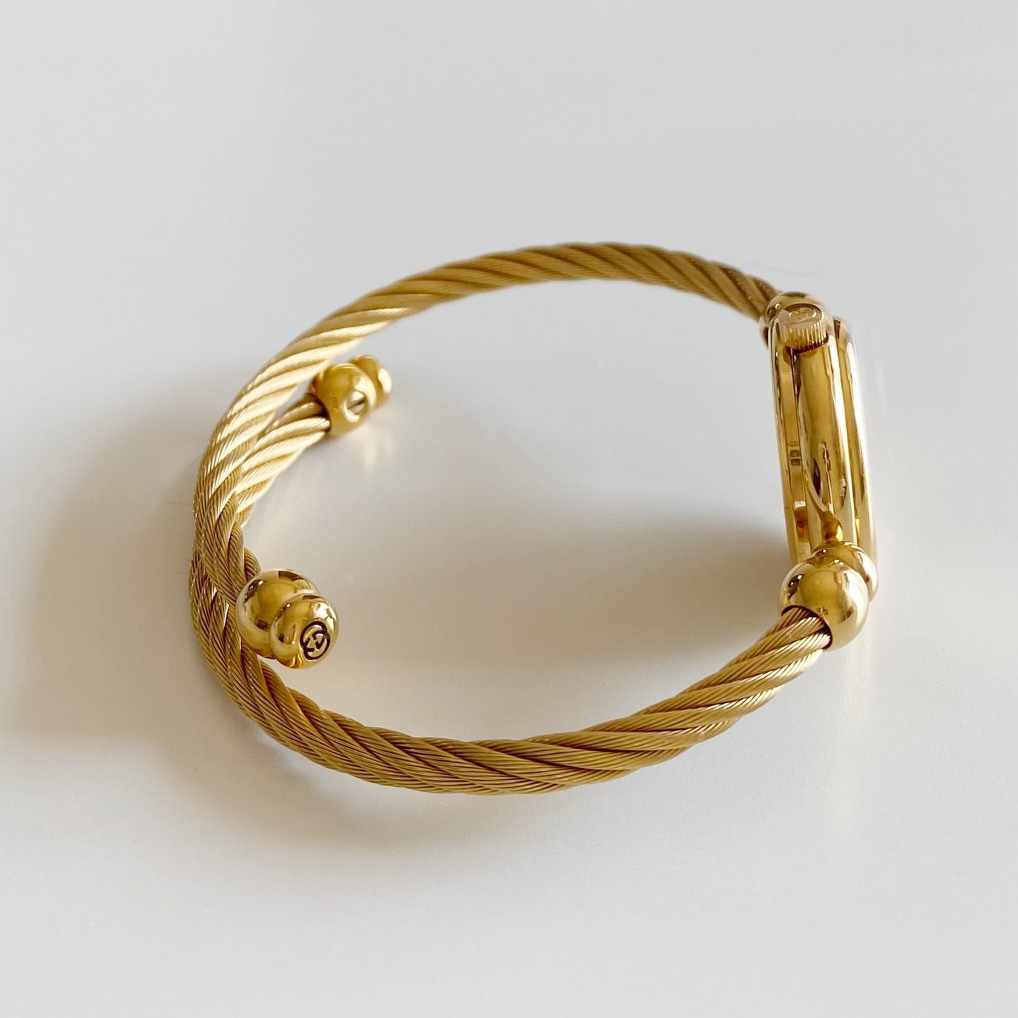 Gucci 1990s Gold Plated Cable Bangle Watch