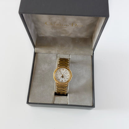 Dior 1990s Moon Phase Triple Calendar Gold Plated Watch