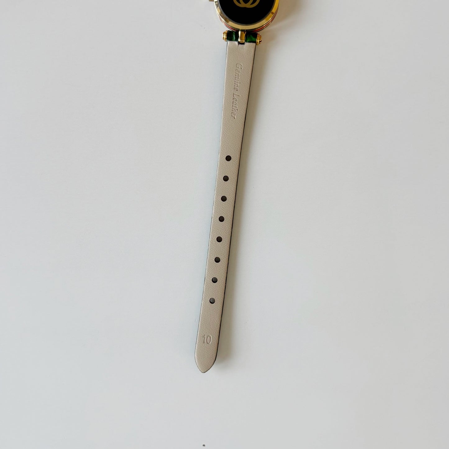 Gucci 1990s Green Round Dial Gold Plated Watch