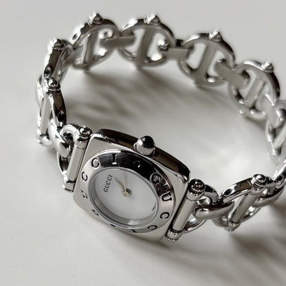 Gucci 1990s White Dial Stainless steel Horsebit Watch