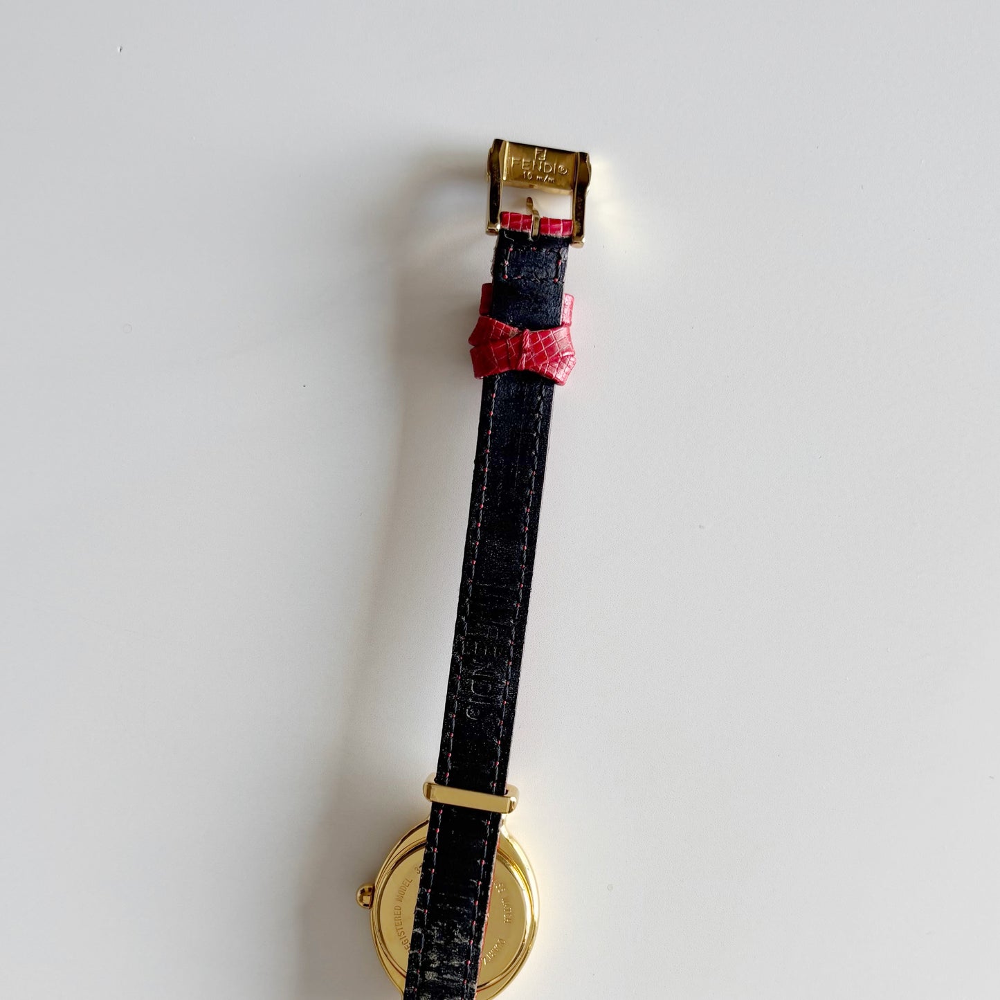 Fendi 1990s Interchangeable Belt Gold Plated Watch with 5 straps, case