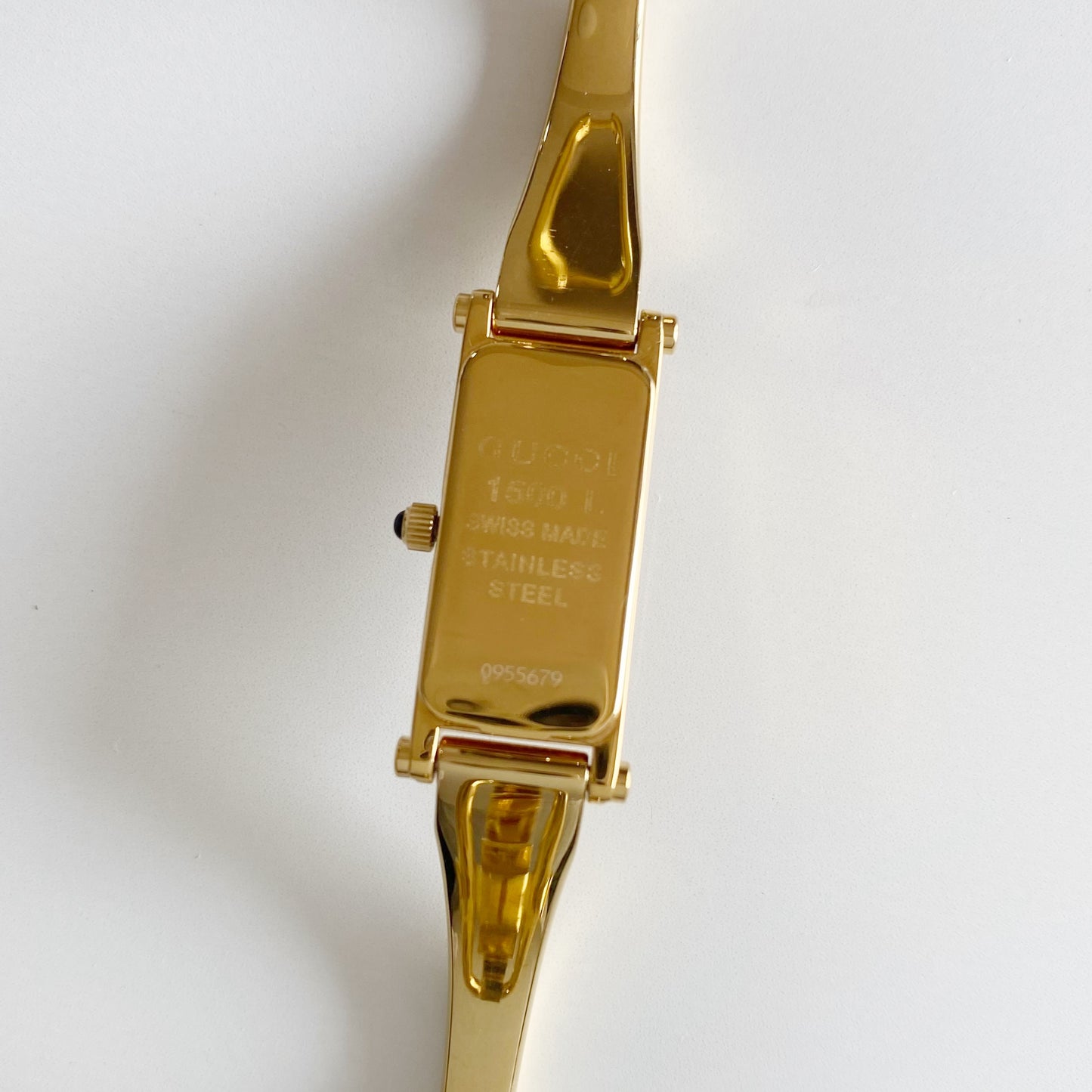 Gucci 1990s Gold Dial Gold Plated Bangle Watch (Small)