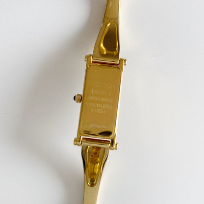 Gucci 1990s Gold Dial Gold Plated Bangle Watch (Small)