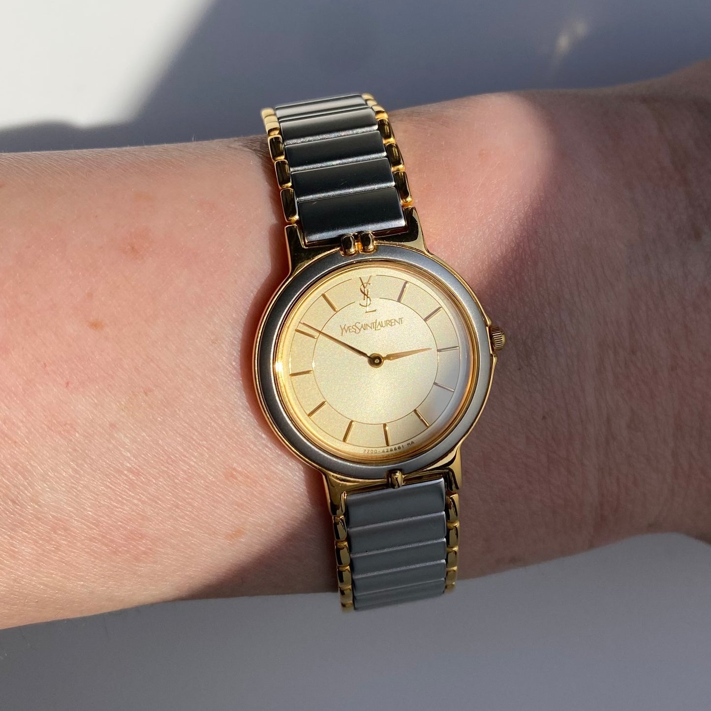 Yves Saint Laurent 1990s Round Dial Two Tone Watch