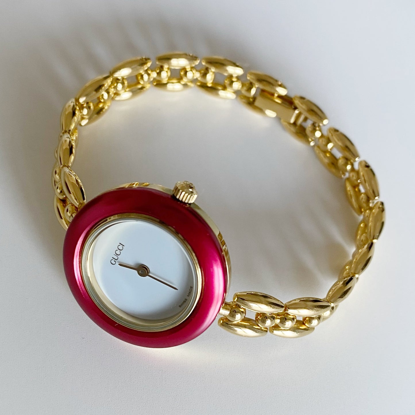 Gucci 1990s Interchangeable Bezel Gold Plated Watch with 6 bezels, case (160mm)