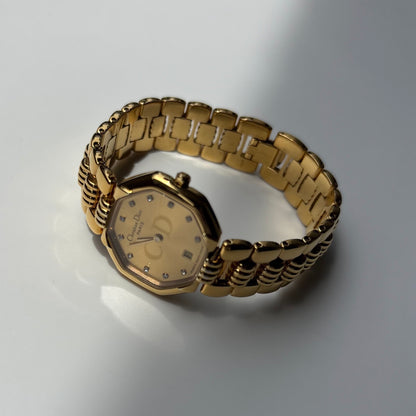 Dior 1990s Octagon Gold Plated Watch