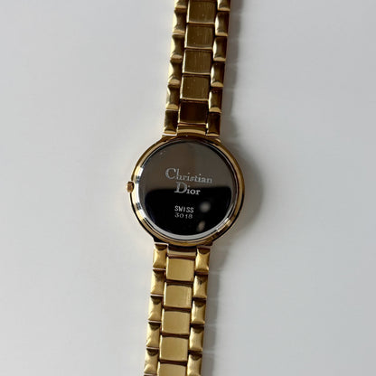 Dior 1990s Date Round Dial Gold Plated Watch (Large)