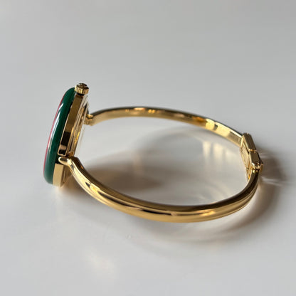 Gucci 1990s Interchangeable Bezel Gold Plated Bangle Watch with 12 bezels, case